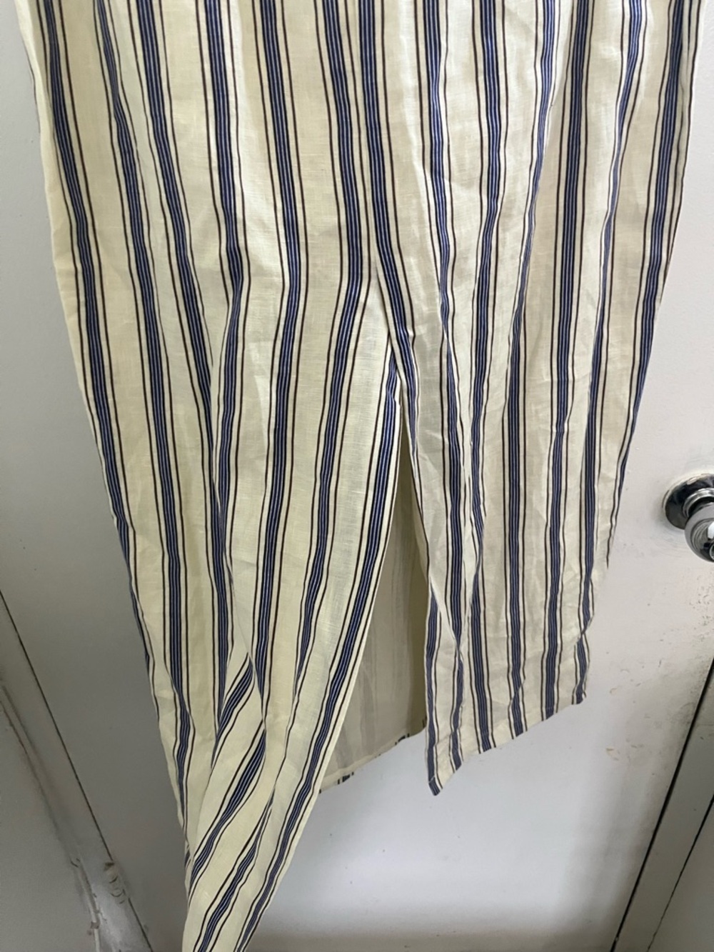 Mango Cream Maxi Skirt with Navy Vertical Stripes - Picture 4 of 9
